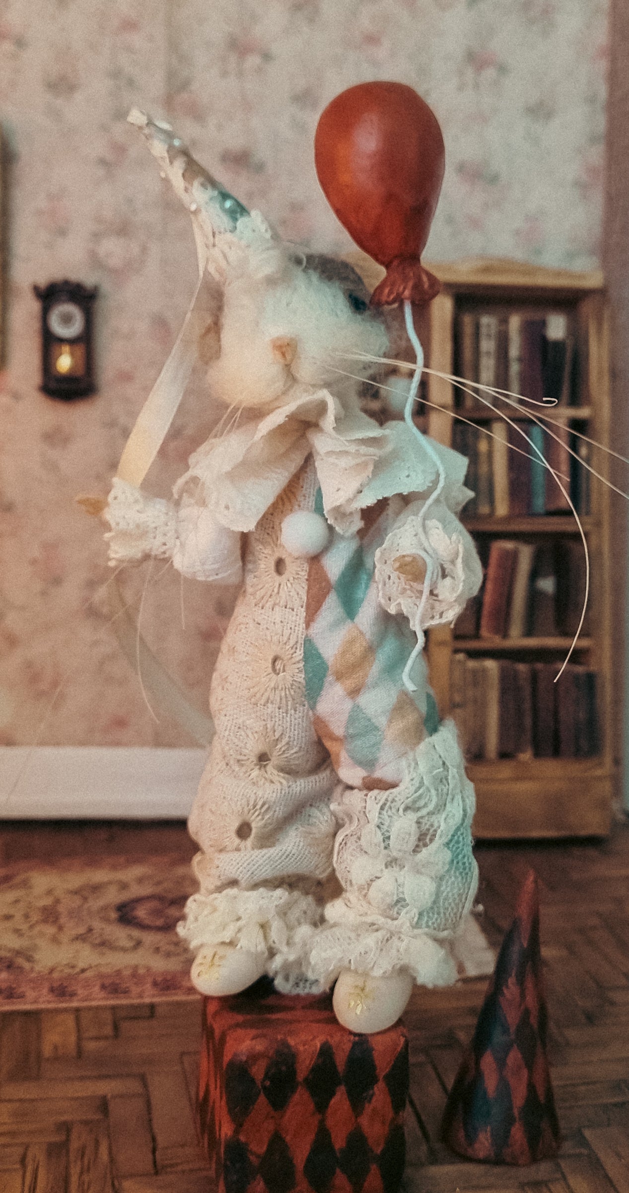 Octave the Clown | Needle Felted Collectible Wool Mouse