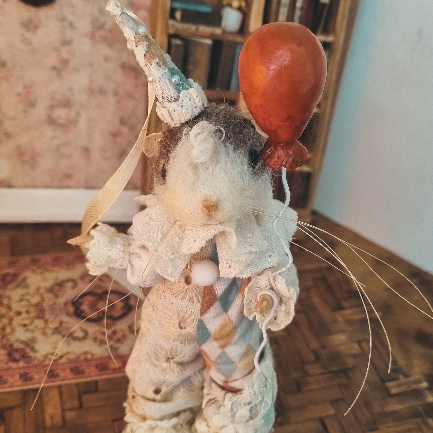 Octave the Clown | Needle Felted Collectible Wool Mouse
