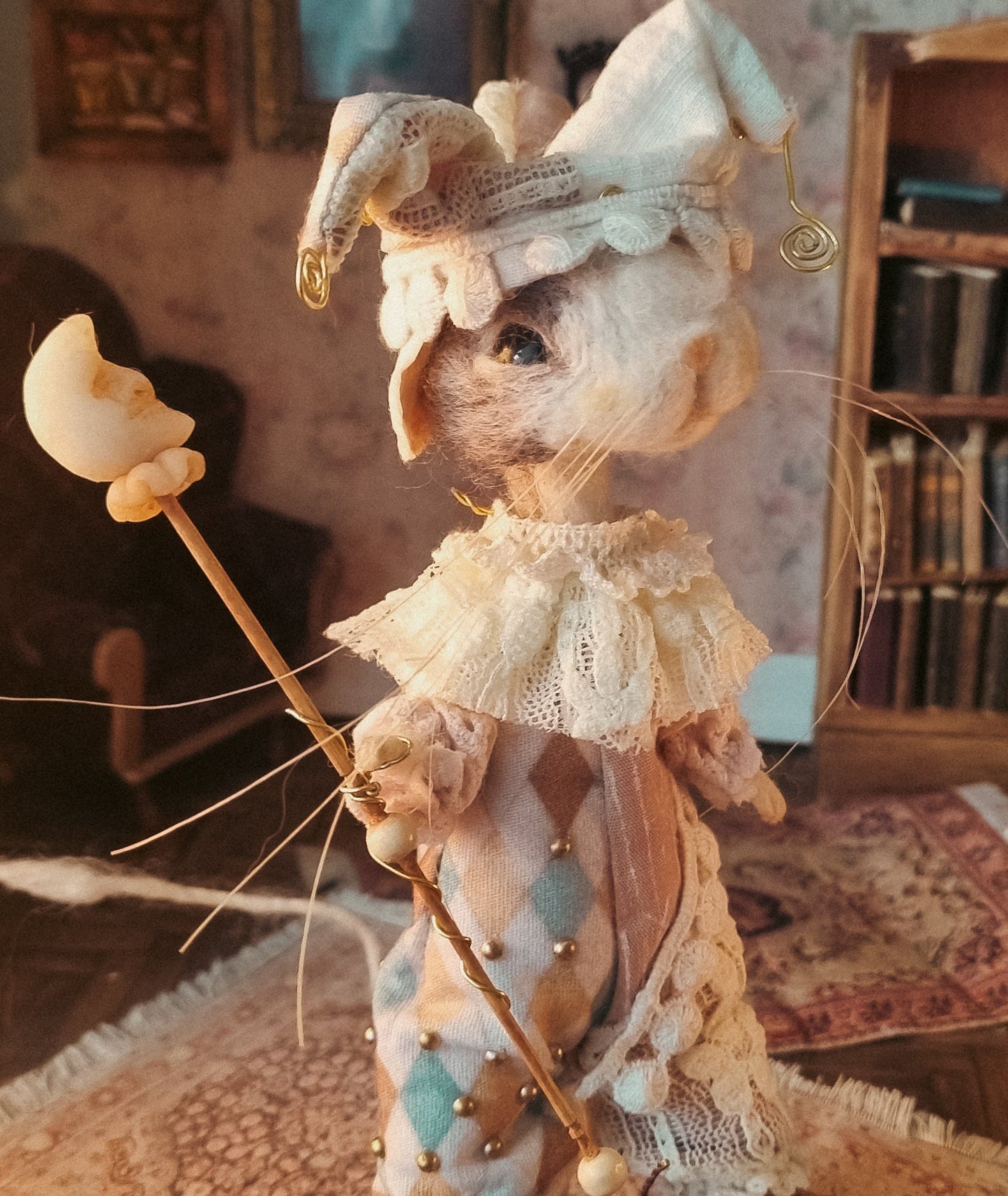 Harley Moon: Spring Edition | Needle Felted Collectible Wool Mouse