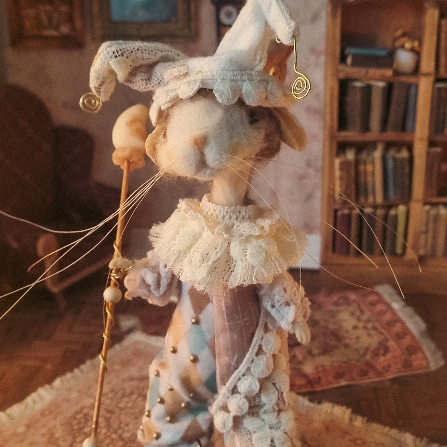 Harley Moon: Spring Edition | Needle Felted Collectible Wool Mouse