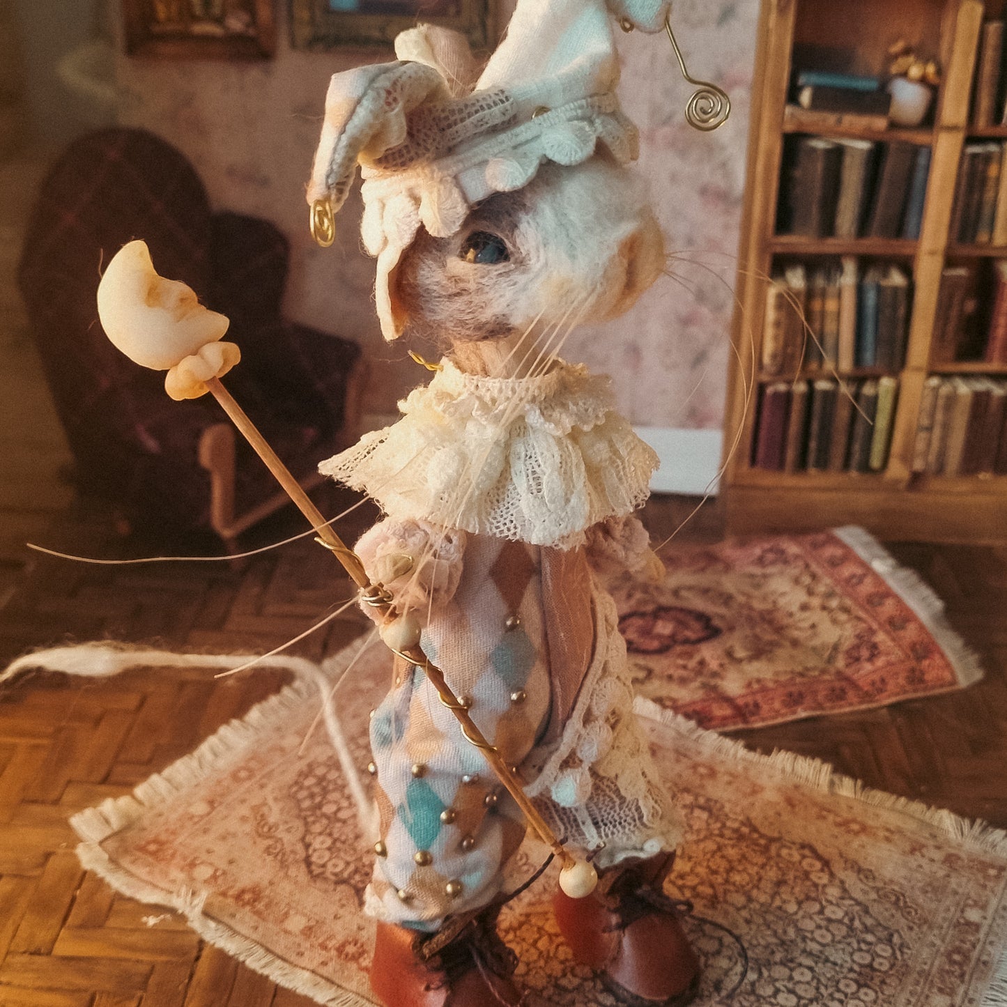 Harley Moon: Spring Edition | Needle Felted Collectible Wool Mouse