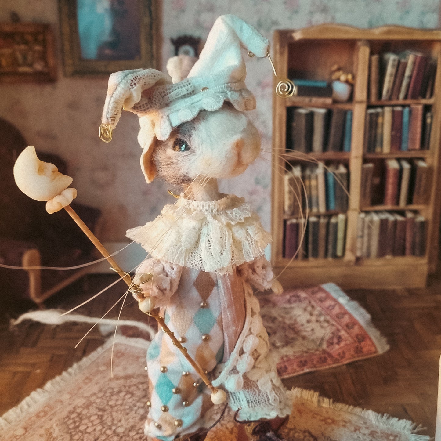 Harley Moon: Spring Edition | Needle Felted Collectible Wool Mouse
