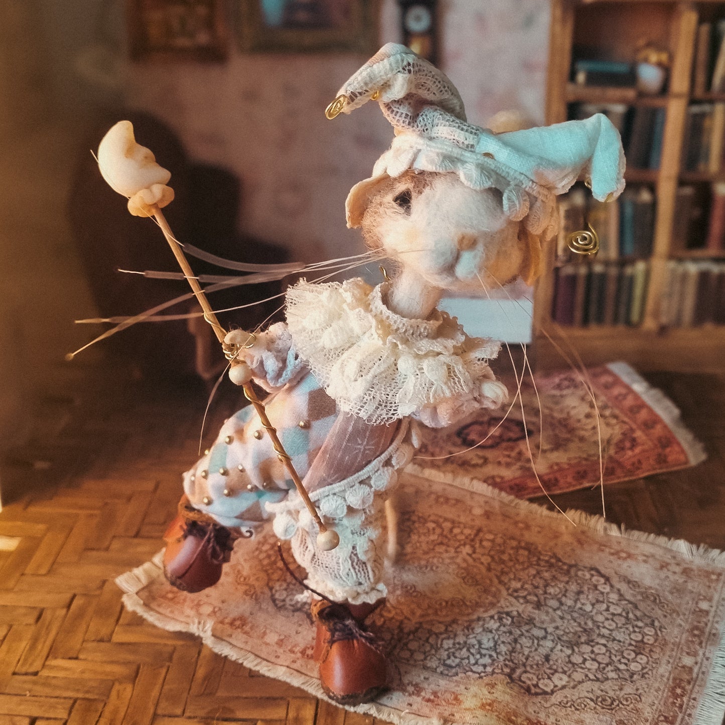 Harley Moon: Spring Edition | Needle Felted Collectible Wool Mouse