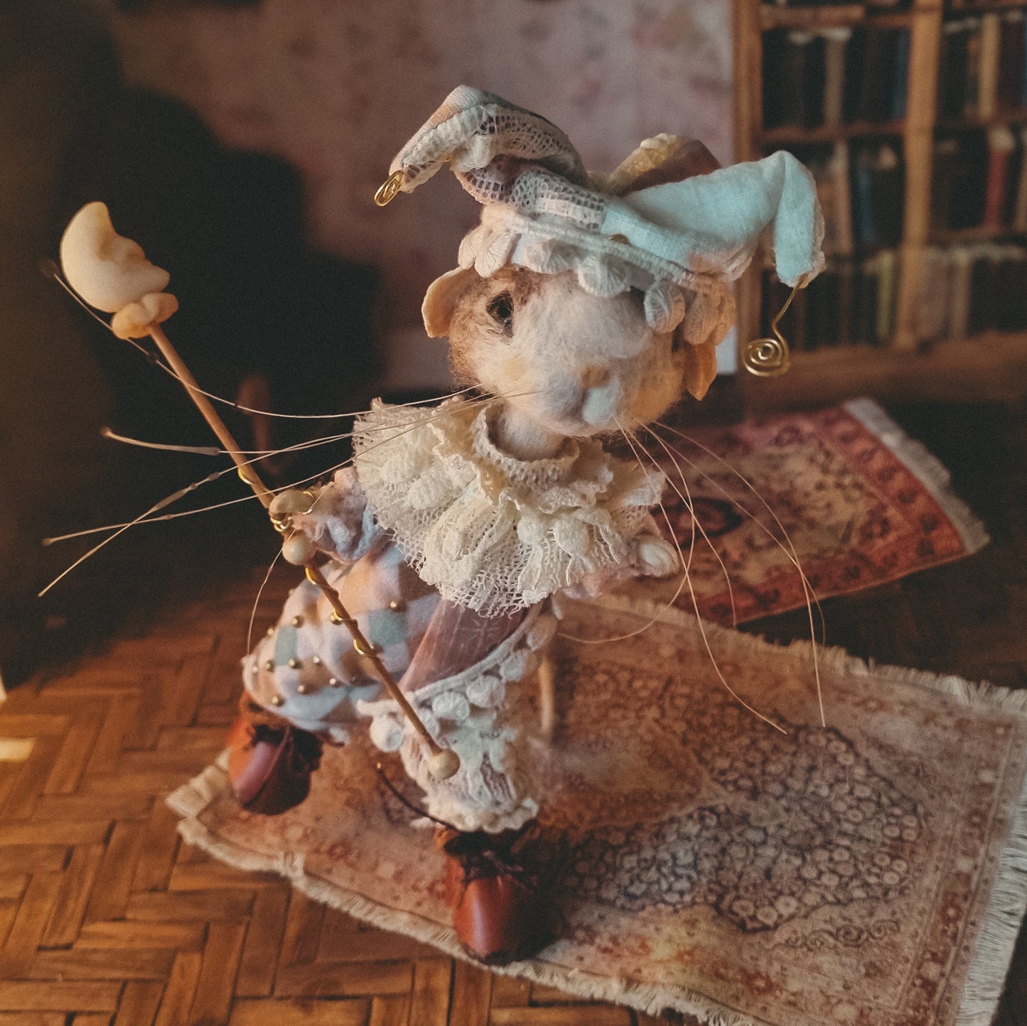 Harley Moon: Spring Edition | Needle Felted Collectible Wool Mouse