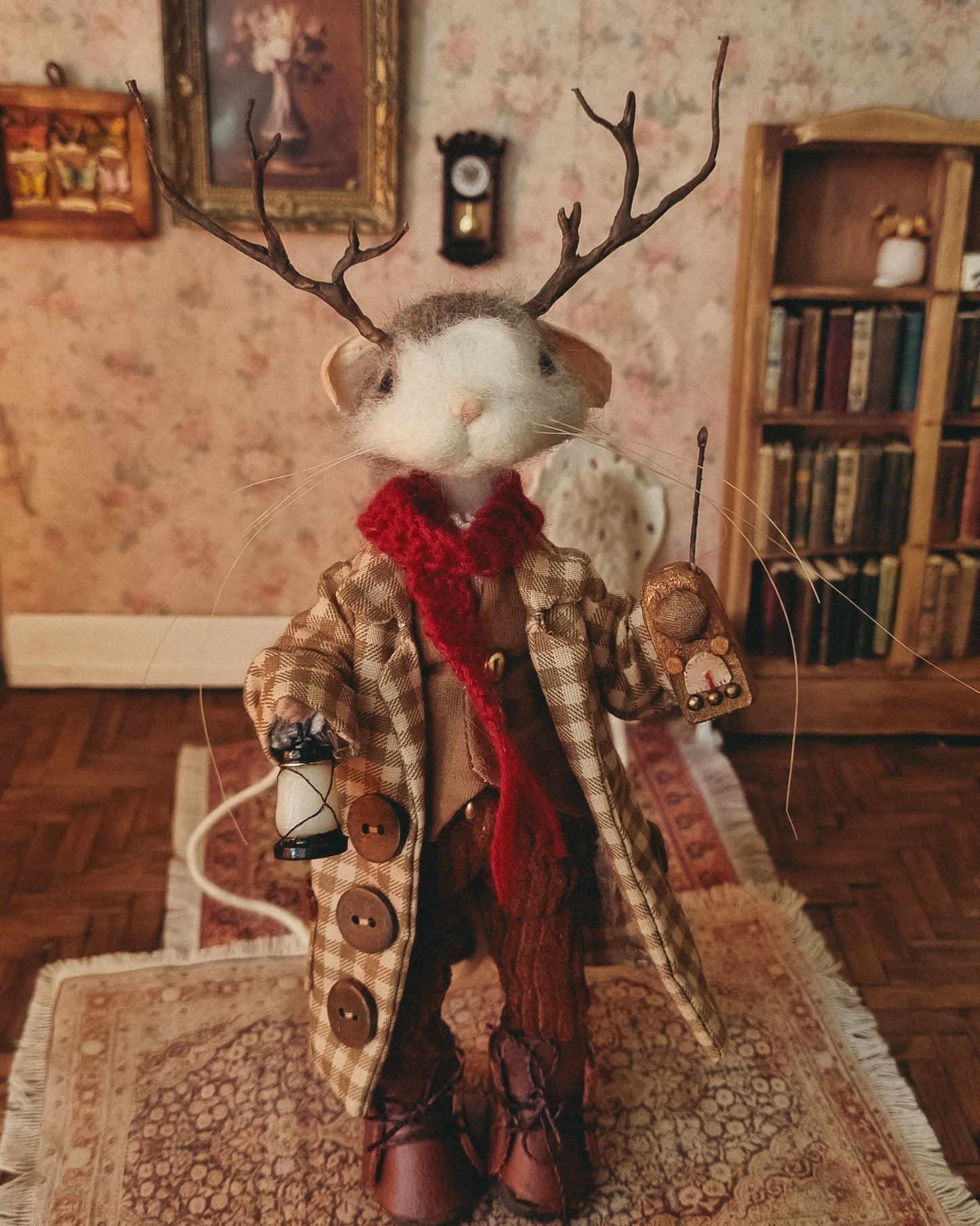 William: Antlers Edition | Needle Felted Wool Mouse