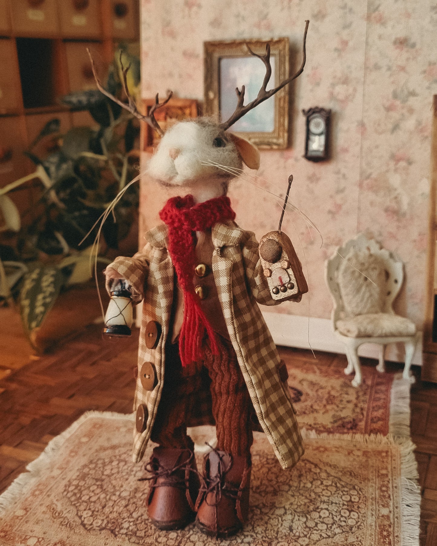 William: Antlers Edition | Needle Felted Wool Mouse