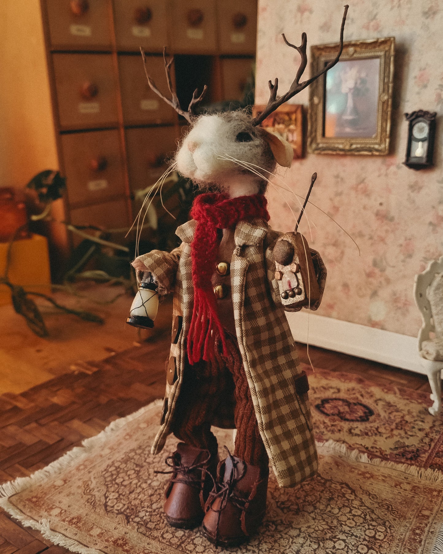 William: Antlers Edition | Needle Felted Wool Mouse