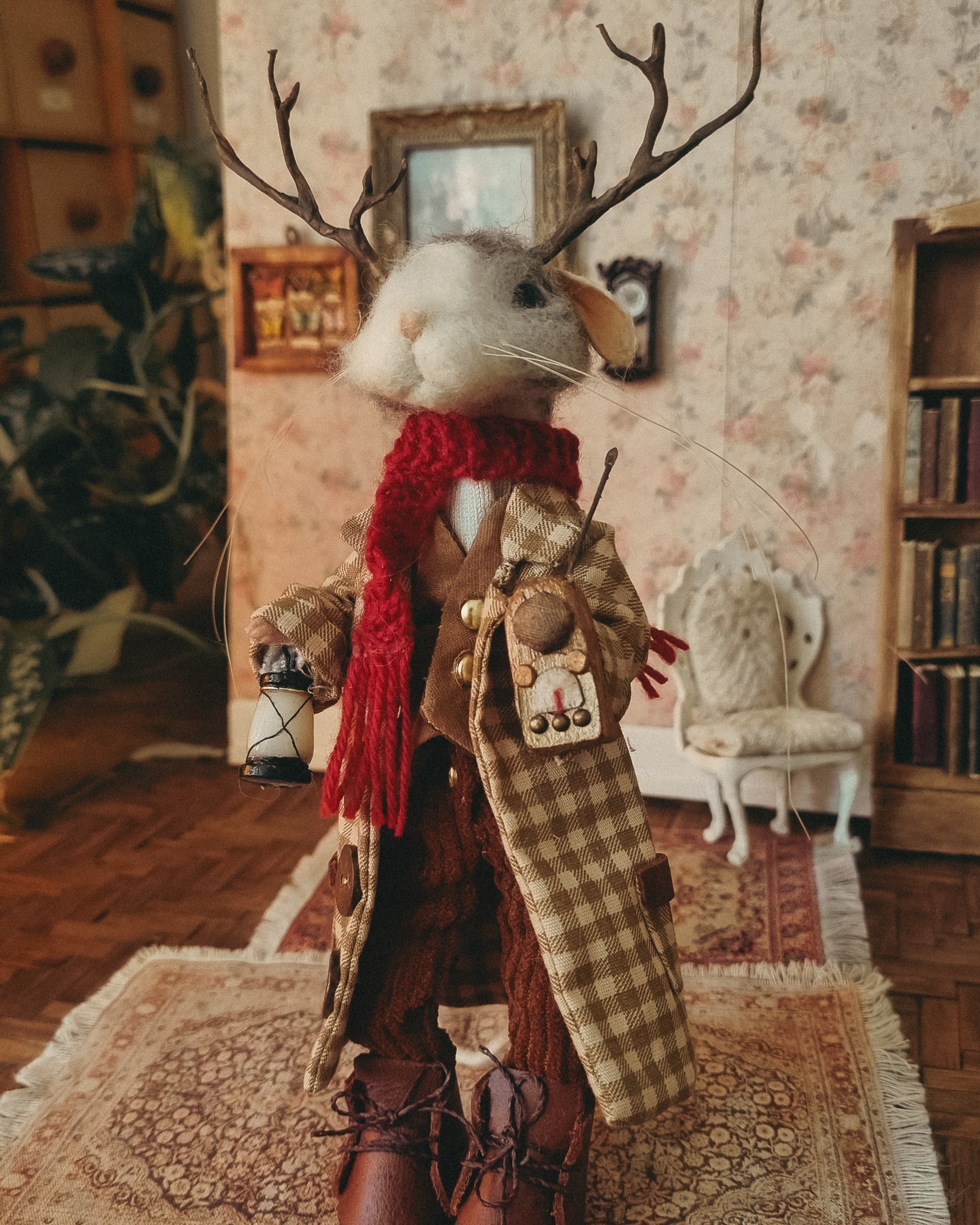 William: Antlers Edition | Needle Felted Wool Mouse