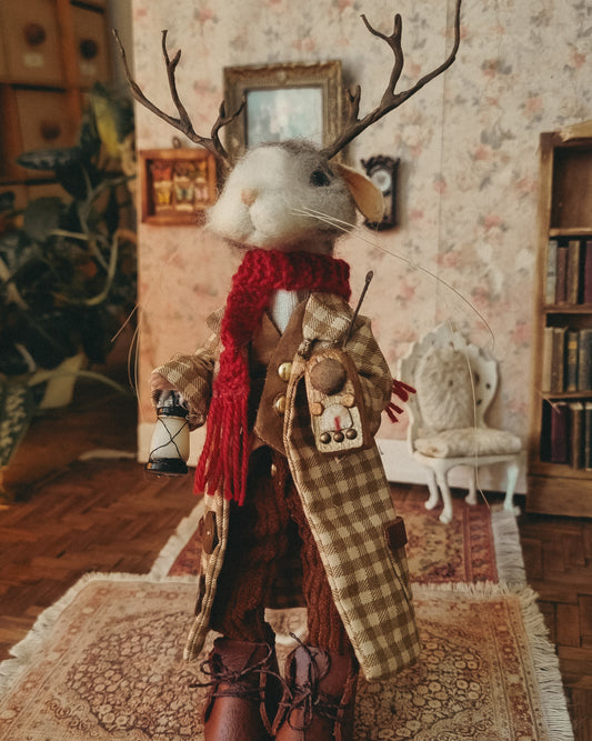 William: Antlers Edition | Needle Felted Wool Mouse