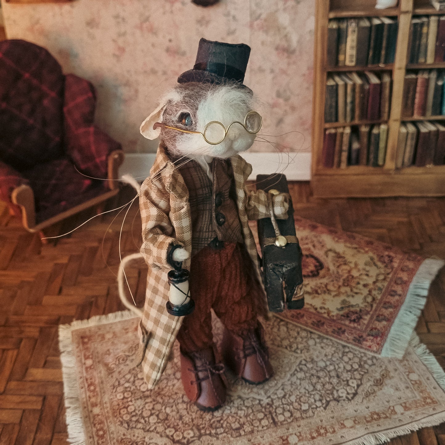 Lorien: Top Hat Edition | Needle Felted Collectible Wool Mouse