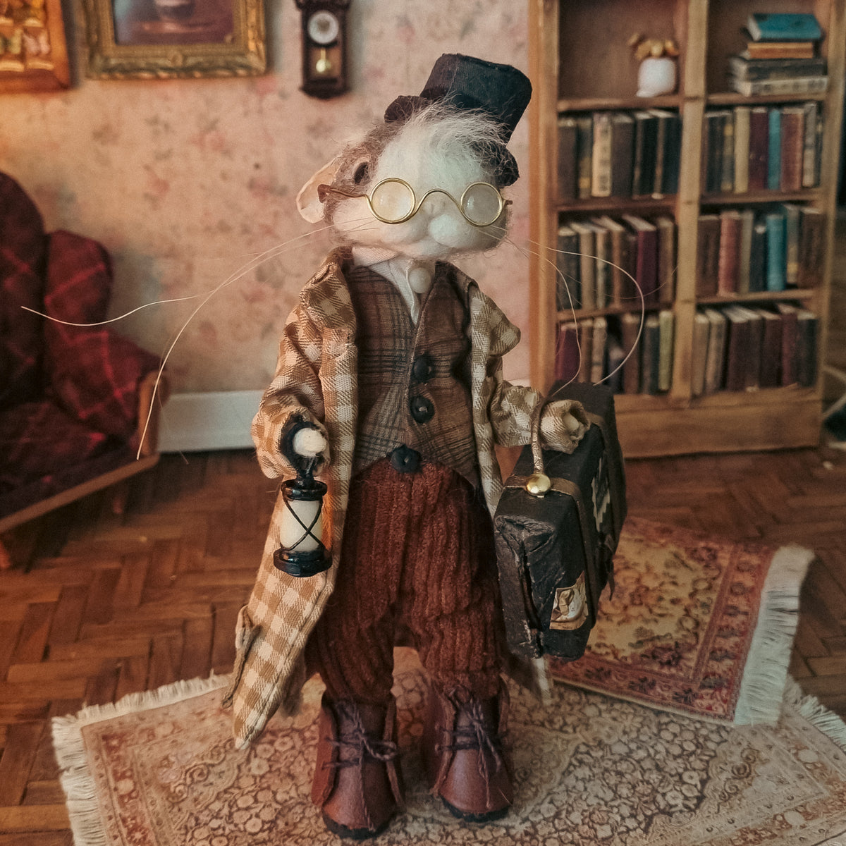 Lorien: Top Hat Edition | Needle Felted Collectible Wool Mouse