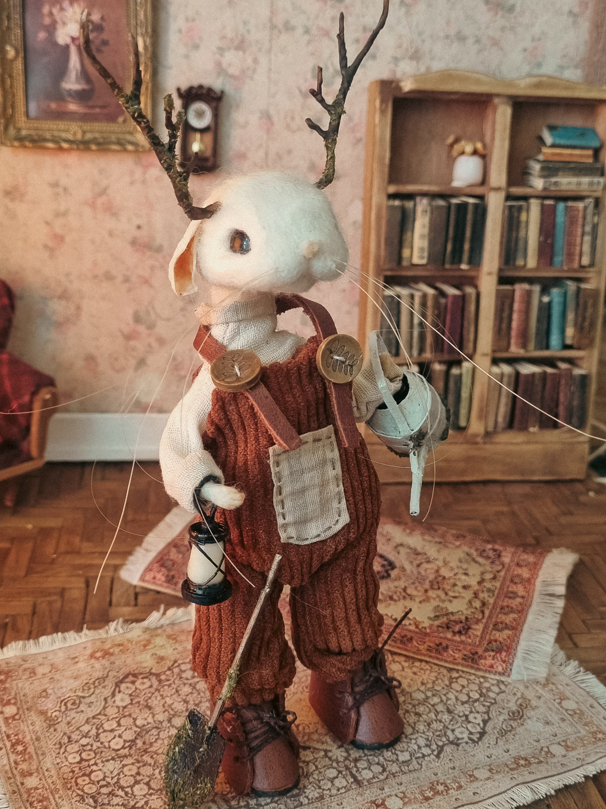 Ansel: Antlers Edition | Needle Felted Collectible Wool Mouse