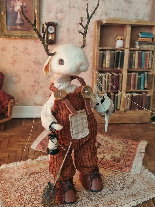 Ansel: Antlers Edition | Needle Felted Collectible Wool Mouse