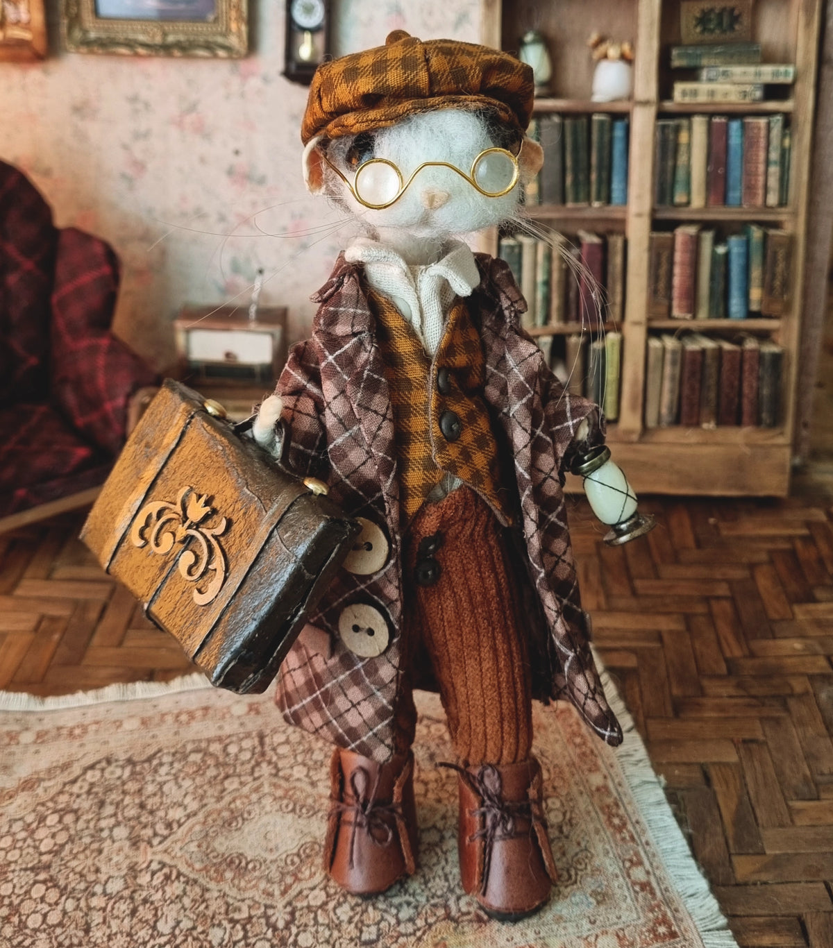 Jules | Needle Felted Collectible Wool Mouse