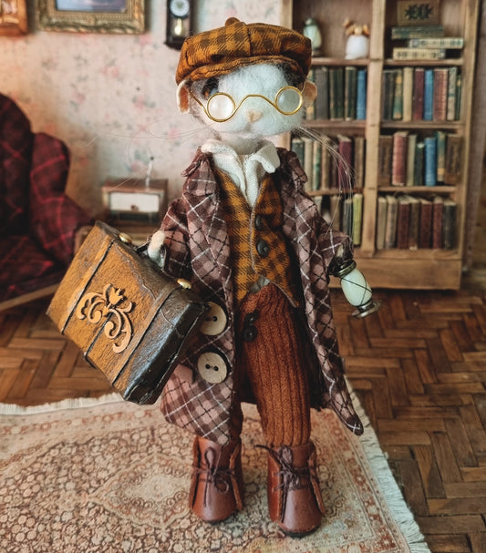 Jules | Needle Felted Collectible Wool Mouse