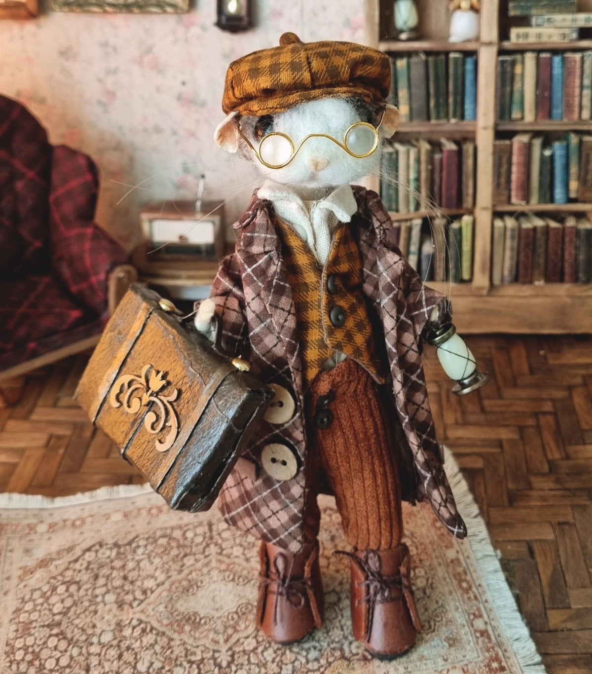 Jules | Needle Felted Collectible Wool Mouse