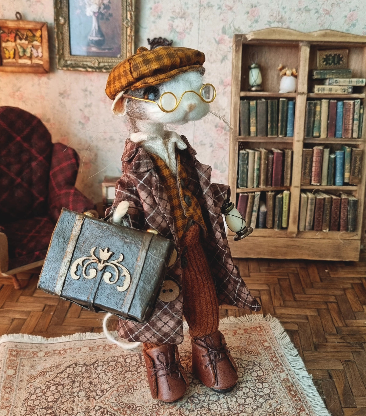 Jules | Needle Felted Collectible Wool Mouse