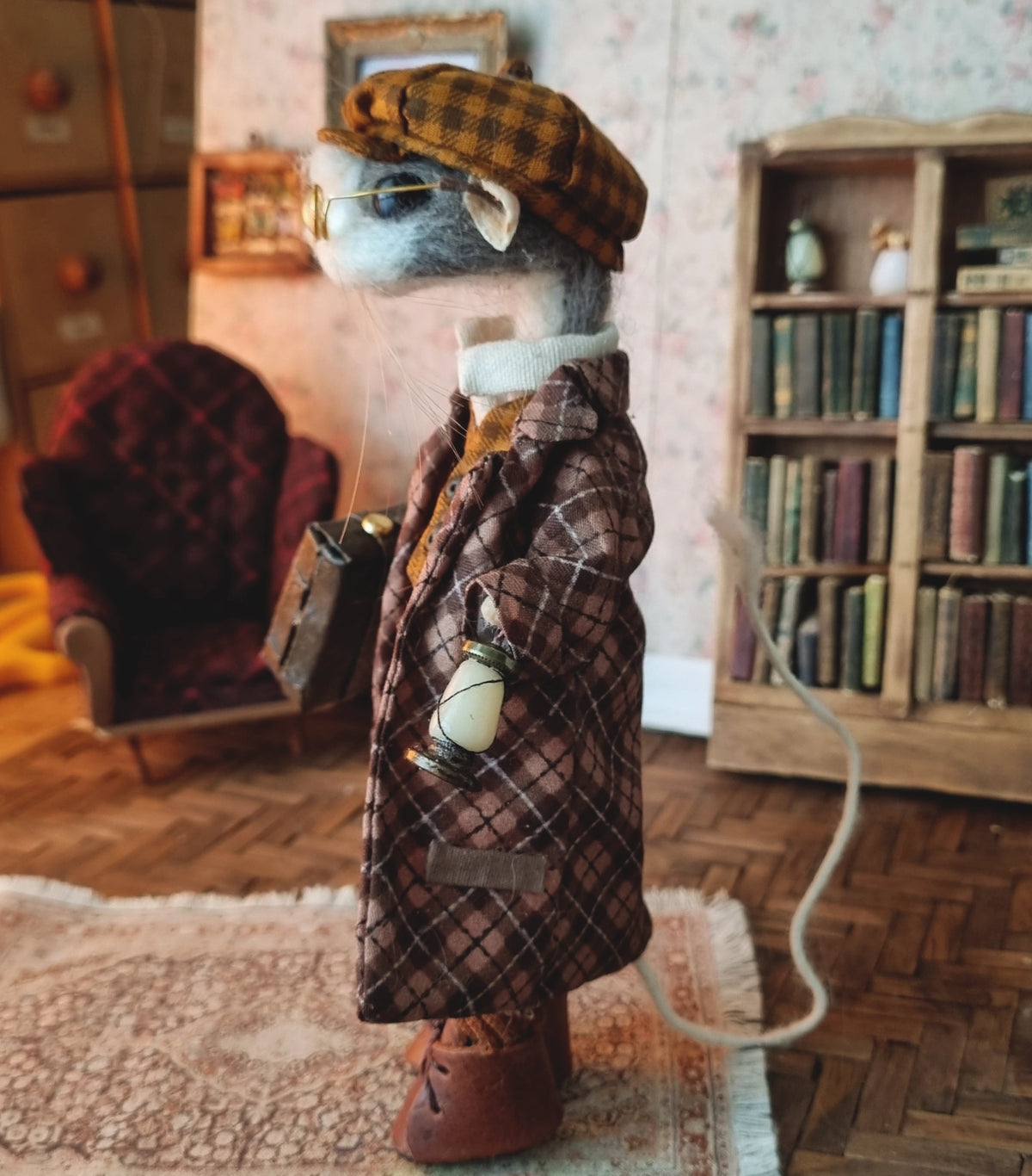 Jules | Needle Felted Collectible Wool Mouse