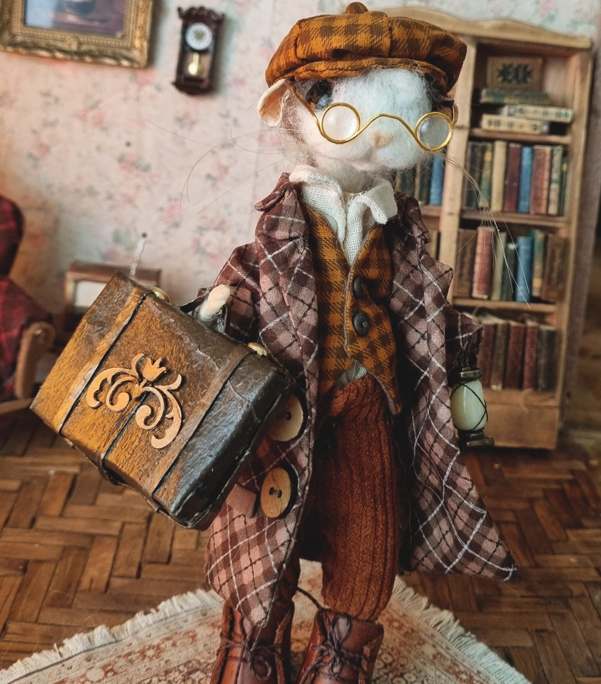 Jules | Needle Felted Collectible Wool Mouse