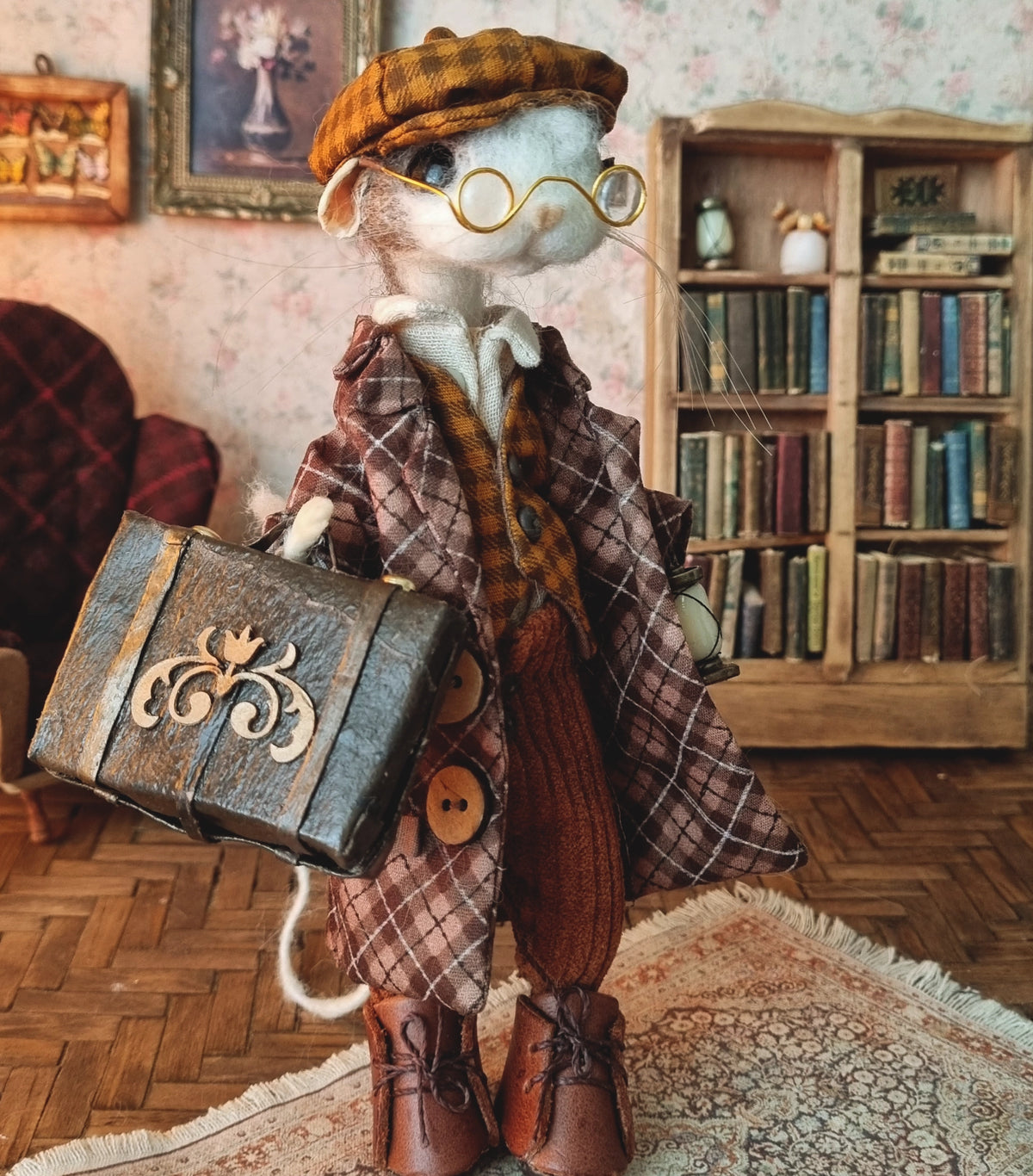 Jules | Needle Felted Collectible Wool Mouse